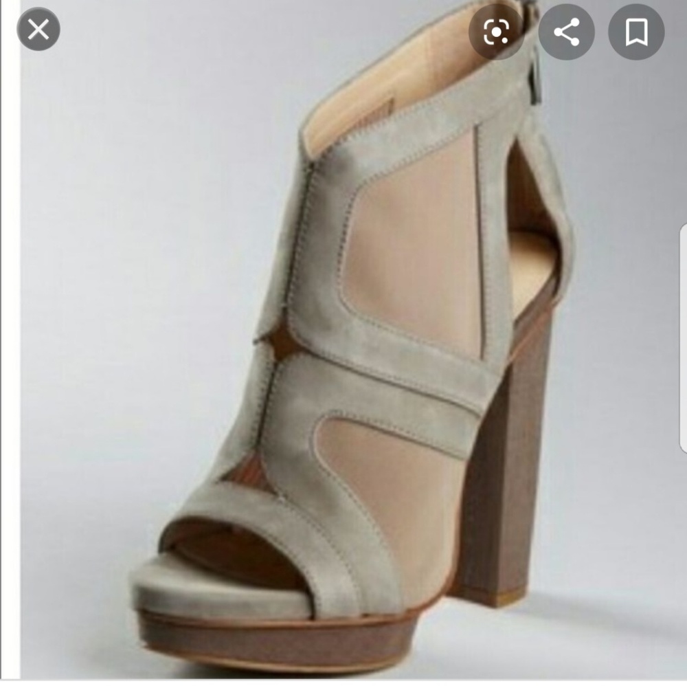 Calvin Klein Desiree Mesh Suede Platform Block Heel